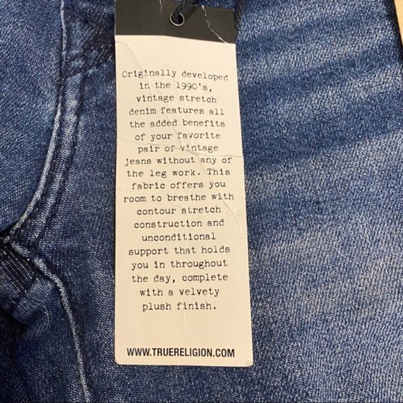 NWT True Religion Halle Velvet Backed Rips Skinny Jean size 24 - Picture 13 of 14